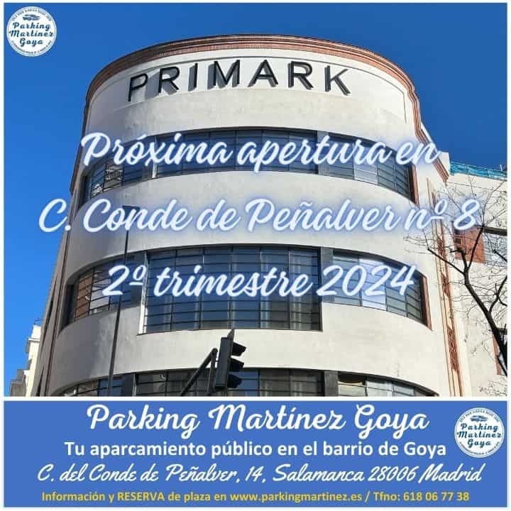Fachada Primark: Líder de moda internacional a 2 minutos andando de Parking Martínez Goya